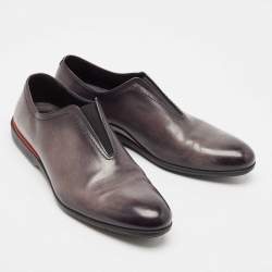 Berluti X Ferrari Grey Leather Slip On Loafers Size 45