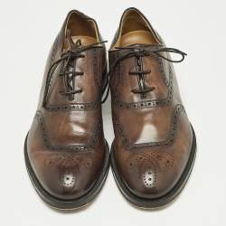 Berluti Brown Brogue Leather Lace Up Oxfords Size 43.5