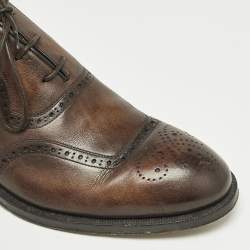 Berluti Brown Brogue Leather Lace Up Oxfords Size 43.5