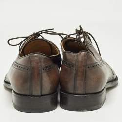Berluti Brown Brogue Leather Lace Up Oxfords Size 43.5