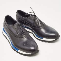 Berluti Navy Blue Ombre Brogue Leather Fast Track Sneakers Size 41.5