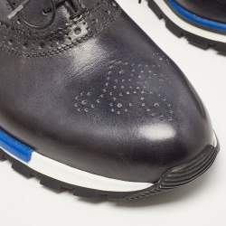 Berluti Navy Blue Ombre Brogue Leather Fast Track Sneakers Size 41.5