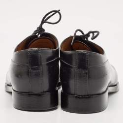 Berluti Black Leather Cap Toe Lace Up Oxfords Size 44