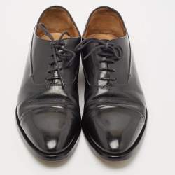 Berluti Black Leather Cap Toe Lace Up Oxfords Size 44