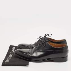 Berluti Black Leather Cap Toe Lace Up Oxfords Size 44