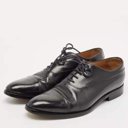 Berluti Black Leather Cap Toe Lace Up Oxfords Size 44