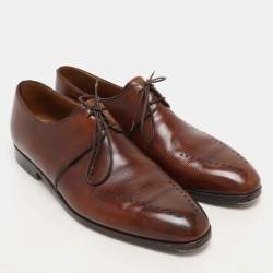 Berluti Brown Leather Perforated Lace Up Derby Size 43