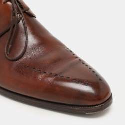 Berluti Brown Leather Perforated Lace Up Derby Size 43