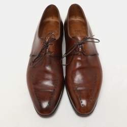 Berluti Brown Leather Perforated Lace Up Derby Size 43