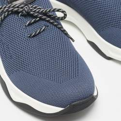 Berluti Navy Blue Shadow Knit Fabric Low Top Sneakers Size 46