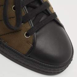 Berluti Green/Black Alligator Leather and Canvas Playfield Lace Up Sneakers Size 42.5