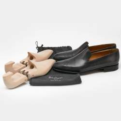 Berluti Black Cursive Galet Scritto Leather Slip On Loafers Size 42