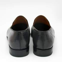 Berluti Black Cursive Galet Scritto Leather Slip On Loafers Size 42