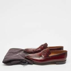 Berluti Burgundy Ombre Leather Penny Loafers Size 41.5