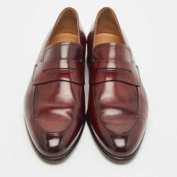 Berluti Burgundy Ombre Leather Penny Loafers Size 41.5