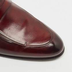 Berluti Burgundy Ombre Leather Penny Loafers Size 41.5