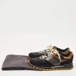Berluti Black/Brown Suede and Leather Low Top Lace Up Sneakers Size 42.5
