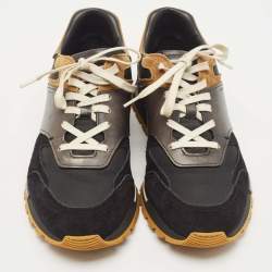 Berluti Black/Brown Suede and Leather Low Top Lace Up Sneakers Size 42.5
