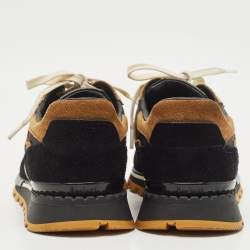 Berluti Black/Brown Suede and Leather Low Top Lace Up Sneakers Size 42.5
