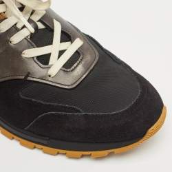 Berluti Black/Brown Suede and Leather Low Top Lace Up Sneakers Size 42.5