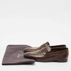 Berluti Brown Leather Lorenzo Penny Loafers Size 42.5