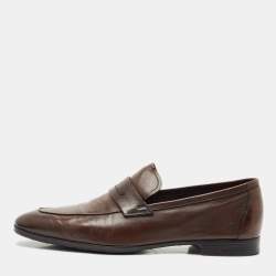 Berluti Brown Leather Lorenzo Penny Loafers Size 42.5