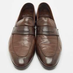 Berluti Brown Leather Lorenzo Penny Loafers Size 42.5
