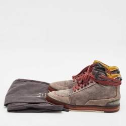 Berluti Grey Suede Leather High Top Sneakers Size 42.5