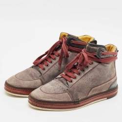 Berluti Grey Suede Leather High Top Sneakers Size 42.5