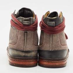 Berluti Grey Suede Leather High Top Sneakers Size 42.5