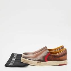 Berluti Brown Leather Playtime Slip On Sneakers Size 43