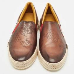 Berluti Brown Leather Playtime Slip On Sneakers Size 43