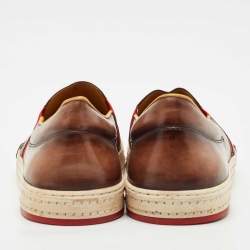 Berluti Brown Leather Playtime Slip On Sneakers Size 43