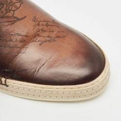 Berluti Brown Leather Playtime Slip On Sneakers Size 43
