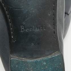 Pre Owned Berluti Grey Leather Penny Loafers Size 42.5