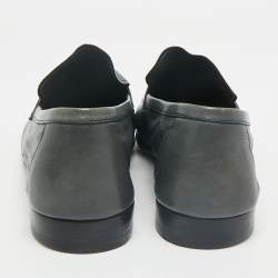 Pre Owned Berluti Grey Leather Penny Loafers Size 42.5