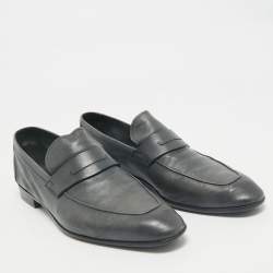 Pre Owned Berluti Grey Leather Penny Loafers Size 42.5