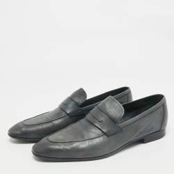 Pre Owned Berluti Grey Leather Penny Loafers Size 42.5