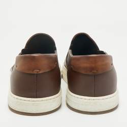 Pre Owned Berluti Brown Leather Playtime Slip On Sneakers Size 41
