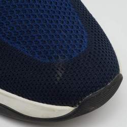 Berluti Navy Blue Knit Fabric and Leather Shadow Sneakers Size 44.5