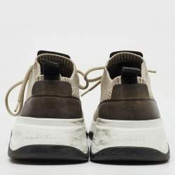 Berluti Light Grey Knit Fabric and Leather Shadow Sneakers Size 44.5