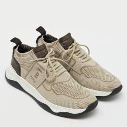 Berluti Light Grey Knit Fabric and Leather Shadow Sneakers Size 44.5