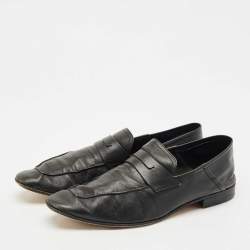 Pre Owned Berluti Black Leather Lorenzo Slip On Loafers Size 44.5
