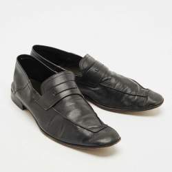 Pre Owned Berluti Black Leather Lorenzo Slip On Loafers Size 44.5