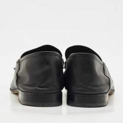 Pre Owned Berluti Black Leather Lorenzo Slip On Loafers Size 44.5