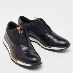 Pre Owned Berluti Black Leather Fast Track Low Top Sneakers Size 46