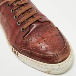Pre Owned Berluti Brown Scritto Leather Playtime Low Top Sneakers Size 43