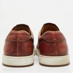 Pre Owned Berluti Brown Scritto Leather Playtime Low Top Sneakers Size 43