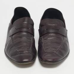 Pre Owned Berluti Brown Leather Lorenzo Slip On Loafers Size 44.5