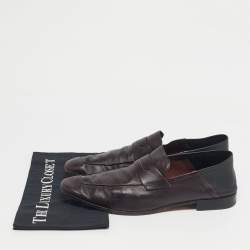 Pre Owned Berluti Brown Leather Lorenzo Slip On Loafers Size 44.5